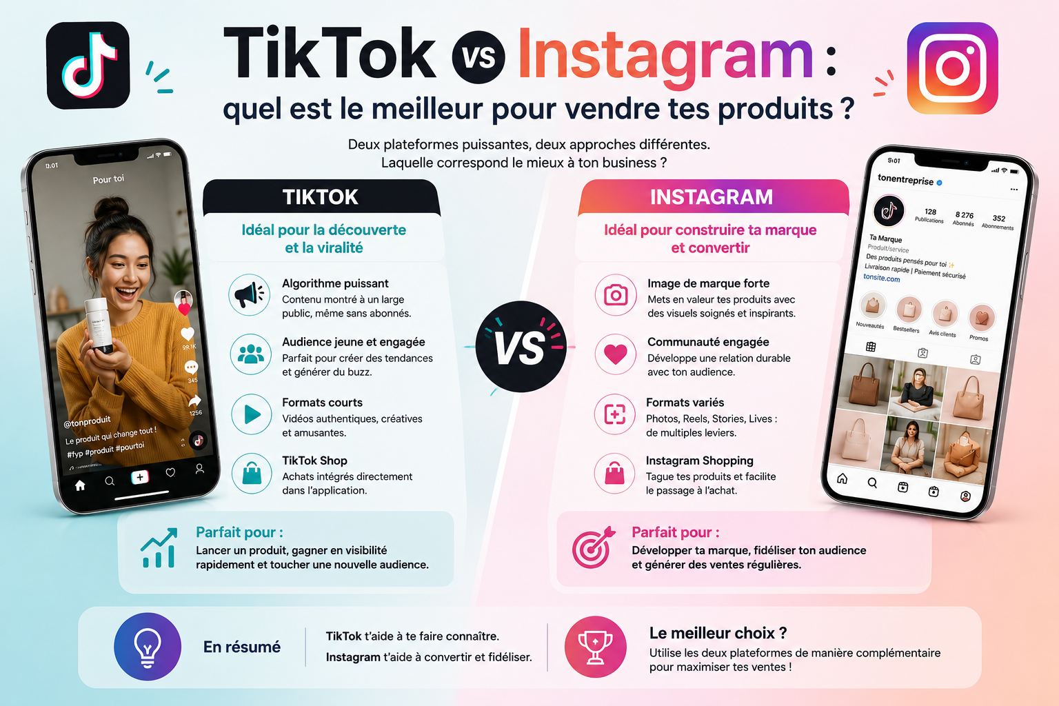 TikTok vs Instagram : quel est le meilleur pour vendre tes produits ?